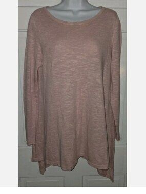 EILEEN FISHER Blush Pink Organic Cotton Linen Pullover Tunic Sweater M